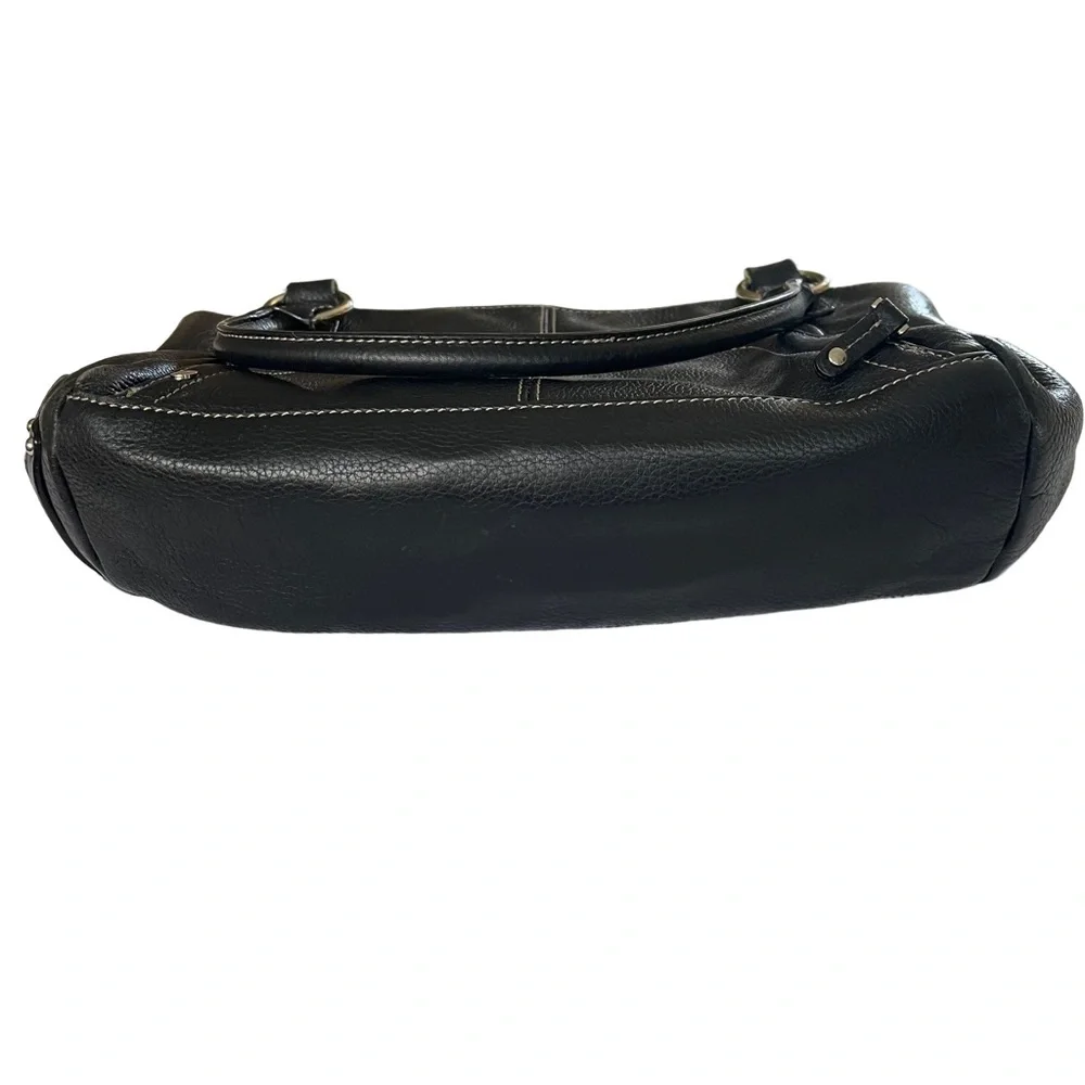 TIGNANELLO Black Pebbled Supple Leather Handbag Purse.